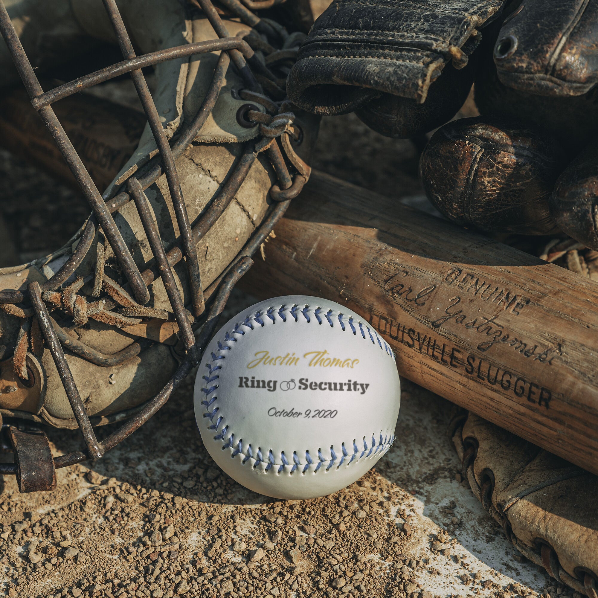 Custom Ring Security Full-Size Baseball-Wedding Party Ring Bearer-Black Rings
