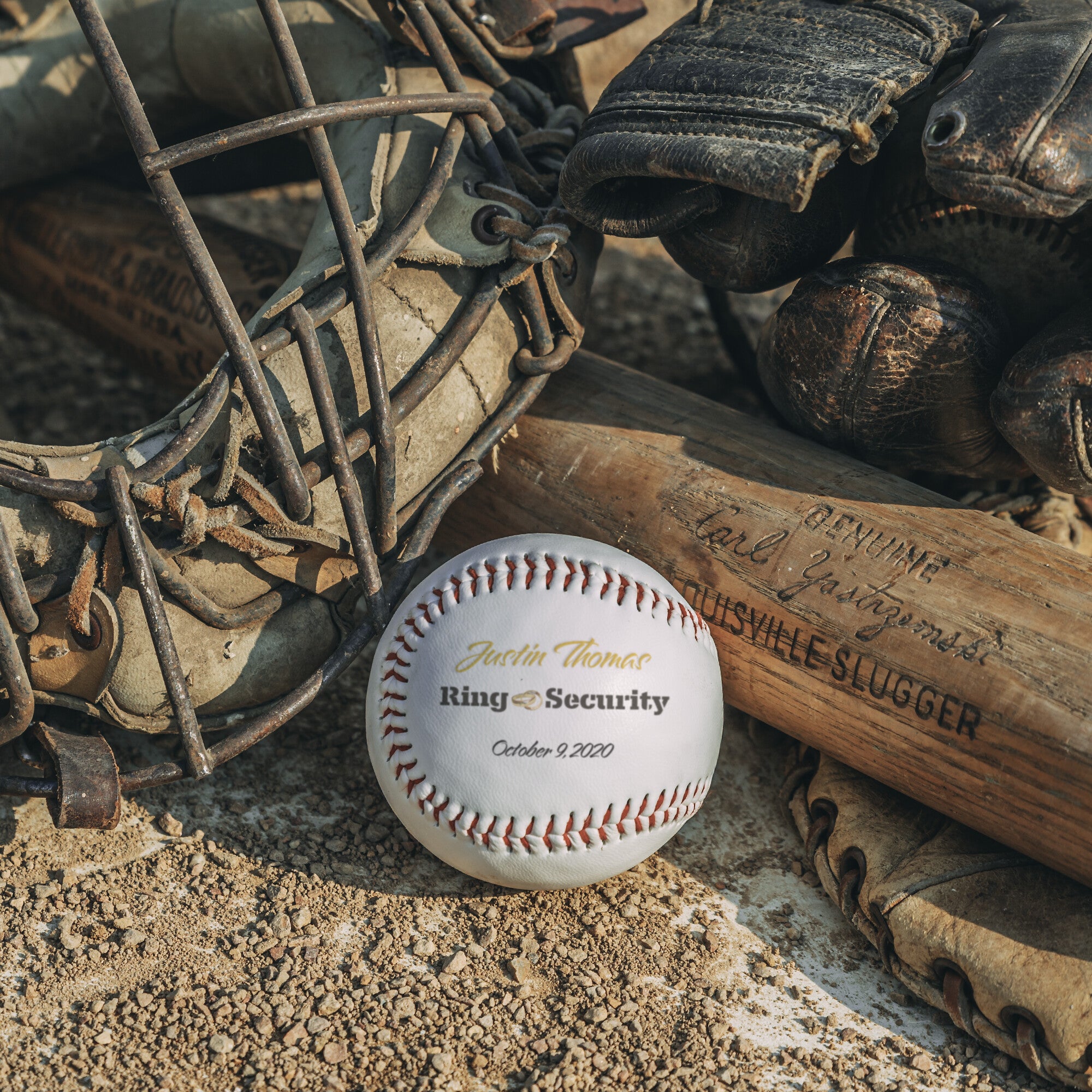 Custom Ring Security Full-Size Baseball-Wedding Party Ring Bearer-Gold Rings