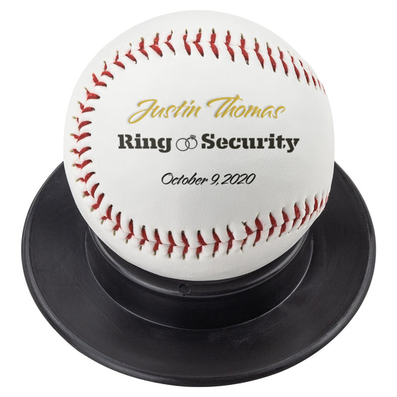 Custom Ring Security Full-Size Baseball-Wedding Party Ring Bearer-Black Rings