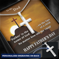 Father's Day Gift From Daughter/Son-Personalized Engraving-Lips of a Child-Sun-Christian Cross Necklace