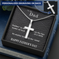 Father's Day Gift From Daughter/Son-Personalized Engraving-Lips of a Child-Leather Look-Christian Cross Necklace