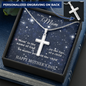 Mother's Day Gift-Lips of a Child-DarkBlue Stars-Christian Cross Necklace