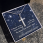 Mother's Day Gift-Lips of a Child-DarkBlue Stars-Christian Cross Necklace