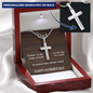 Father's Day Gift From Daughter/Son-Personalized Engraving-Lips of a Child-Wood Look-Christian Cross Necklace