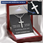 Father's Day Gift From Daughter/Son-Personalized Engraving-Lips of a Child-Leather Look-Christian Cross Necklace