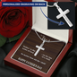 Father's Day Gift From Daughter/Son-Personalized Engraving-Lips of a Child-Wood Look-Christian Cross Necklace