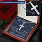 Mother's Day Gift-Lips of a Child-DarkBlue Stars-Christian Cross Necklace