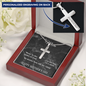 Mother's Day Gift-Lips of a Child-Black Marble-Christian Cross Necklace