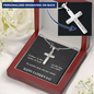 Father's Day Gift From Daughter/Son-Personalized Engraving-Lips of a Child-Leather Look-Christian Cross Necklace