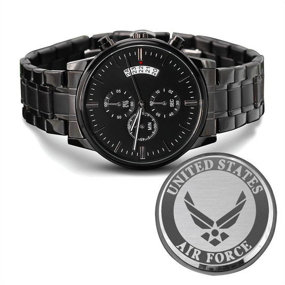 US Air Force Logo - Black Chronograph Watch