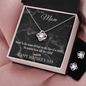Mother's Day Gift-Lips of a Child-Black Marble-Love Knot Necklace & Earring Set