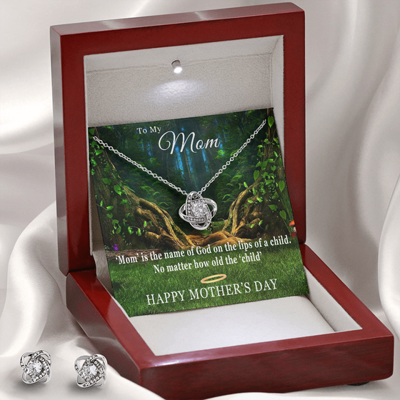 Mother's Day Gift-Lips of a Child Halo-Love Knot Necklace & Earring Set