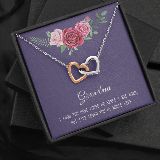 Grandma GrandDaughter Necklace Since I was Born -Two Hearts-Purple